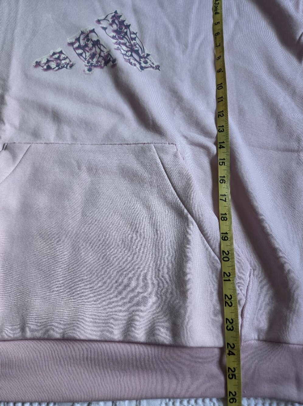 Adidas Pink Hoodie with Floral Trefoil Logo. - Picture 6 of 8